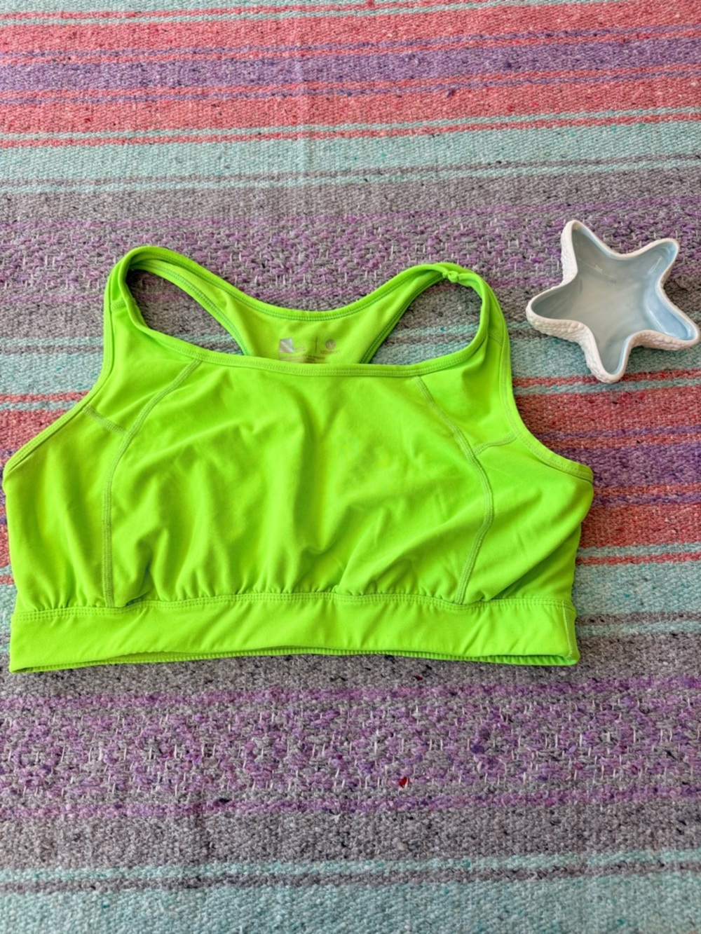 Xersion Neon Green Sports Bra 2X Racerback Medium Support Activewear Top